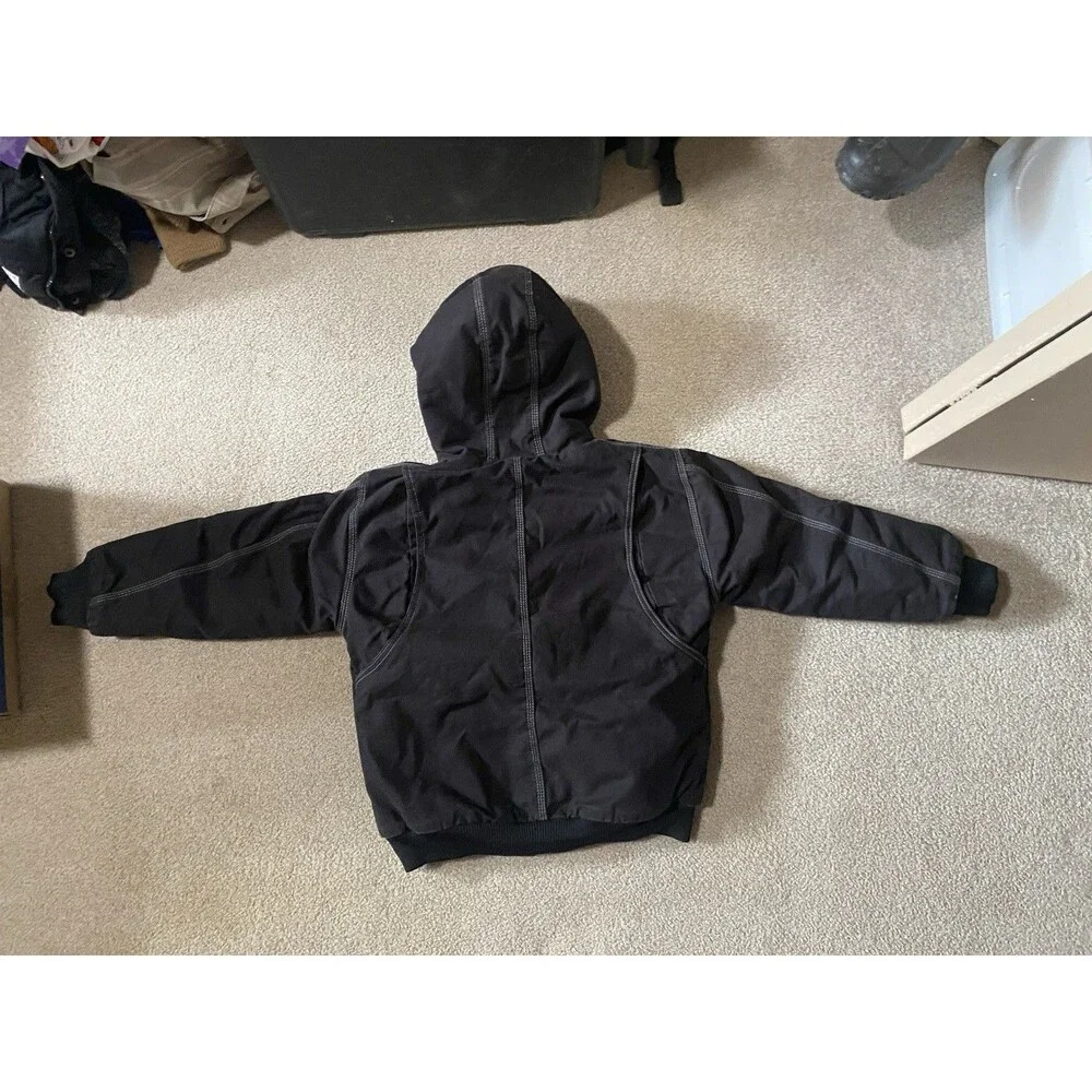 Berne Workwear Youth Medium 10/12 Black Hooded Duck Canvas Jacket